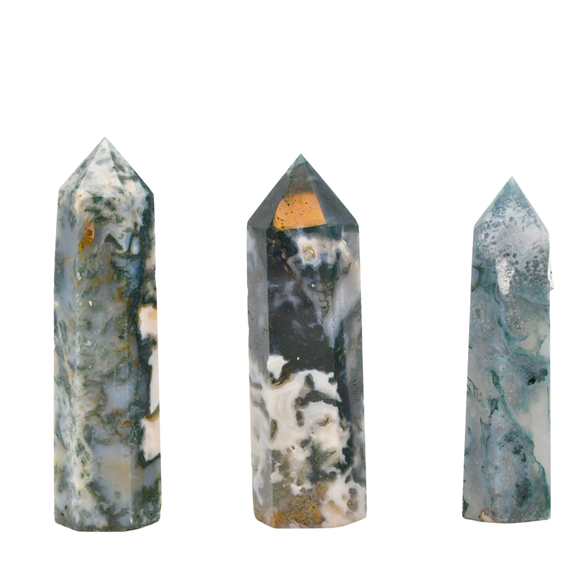 POINTE POLIE FACETTÉE EN AGATE MOUSSE - QUALITÉ EXTRA (x3)