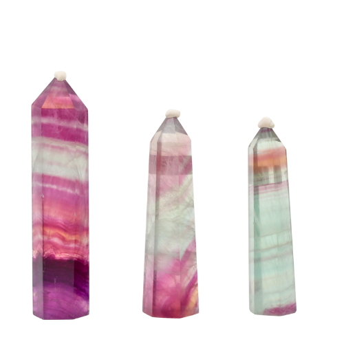 POINTE POLIE FACETTÉE EN FLUORINE MULTICOLORE - QUALITÉ EXTRA (x3)