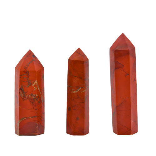 POINTE POLIE FACETTÉE EN JASPE ROUGE - QUALITÉ EXTRA (x3)