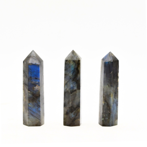 POINTE POLIE FACETTÉ EN LABRADORITE - QUALITÉ EXTRA (x3)