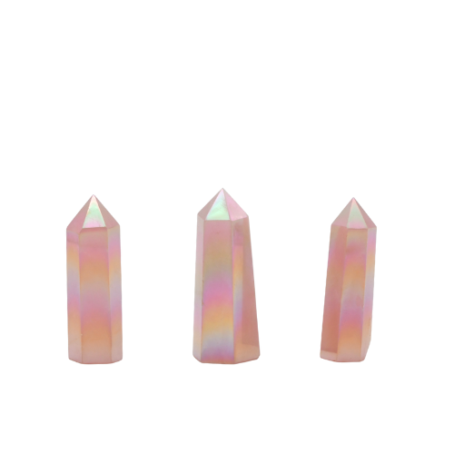 POINTE POLIE FACETTÉE EN QUARTZ ROSE MÉTALLISÉ - QUALITÉ EXTRA