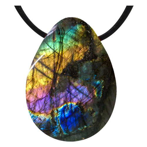 PENDENTIFS GALETS PERCÉS LABRADORITE (5 pièces) Qualité A