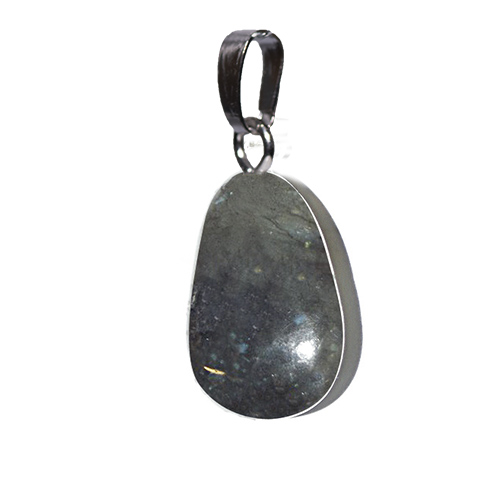 PENDENTIFS PIERRES  ROULÉES SUR BÉLIÈRE LABRADORITE (x5 pces)