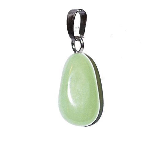 PENDENTIFS PIERRES ROULÉES SUR BÉLIÈRE JADE (x5 pces)