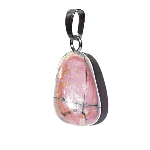 PENDENTIFS PIERRES ROULÉES SUR BÉLIÈRE RHODONITE (x5 pces)