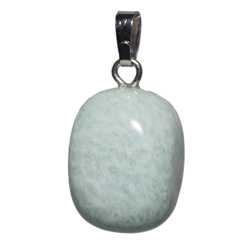 PENDENTIFS PIERRES  ROULÉES SUR BÉLIÈRE AMAZONITE (x5 pces)