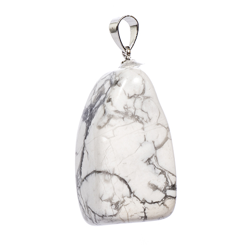 PENDENTIFS PIERRES FINES SUR BÉLIÈRE HOWLITE BLANCHE (x5 pces)