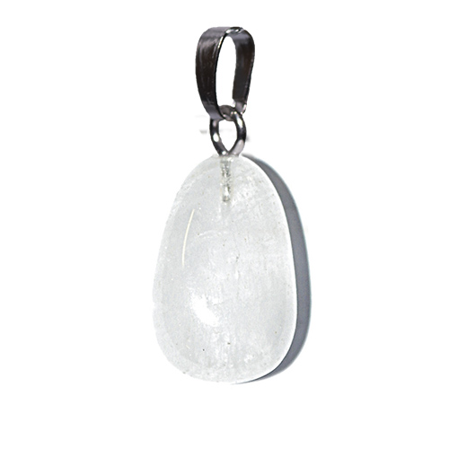 PENDENTIFS PIERRES  ROULÉES SUR BÉLIÈRE CRISTAL DE ROCHE (x5 pces)