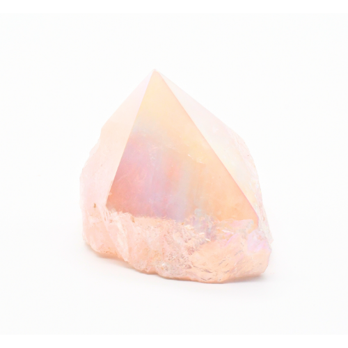 POINTE EN QUARTZ ROSE AURA PERLÉ Qualité A (Petit modèle)