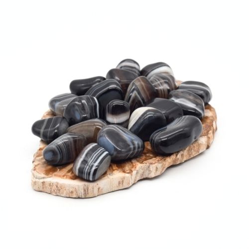 PIERRES ROULÉES AGATE NOIRE RUBANÉE QUALITÉ EXTRA