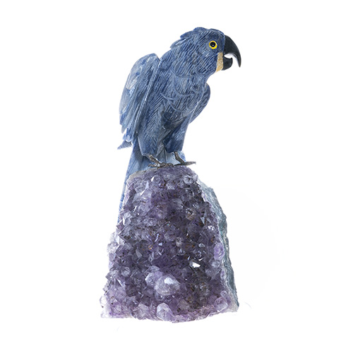 STATUETTE OISEAU AMÉTHYSTE 3 (Perroquet bleu)