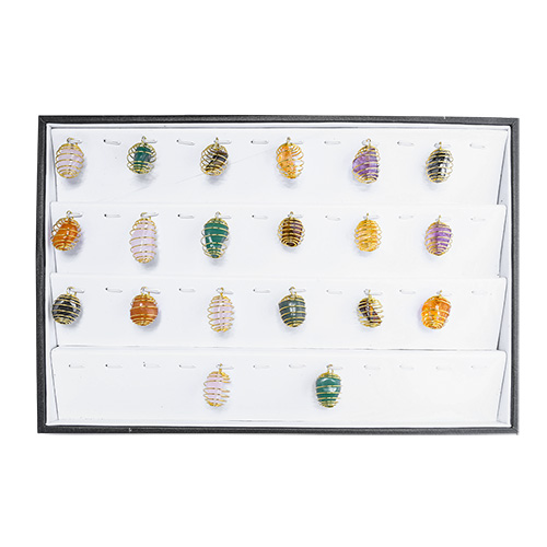 PRÉSENTOIR PENDENTIFS SPIRALES DORÉES (x40 pièces)