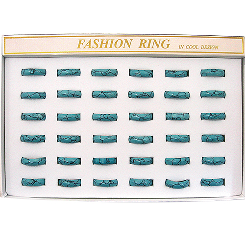 BAGUE JONC TURQUOISE RECONSTITUÉE 6MM x 36 pièces