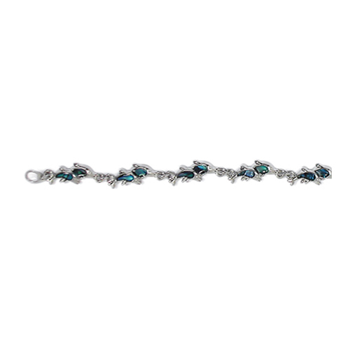 BRACELETS NACRE BLEUE DOUBLE PETITS DAUPHINS (x 12 pcs)