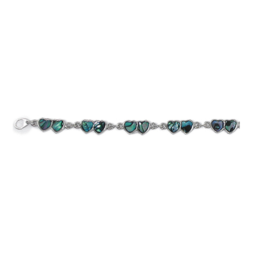 BRACELETS NACRE BLEUE DOUBLE CŒUR (x 12 pcs)