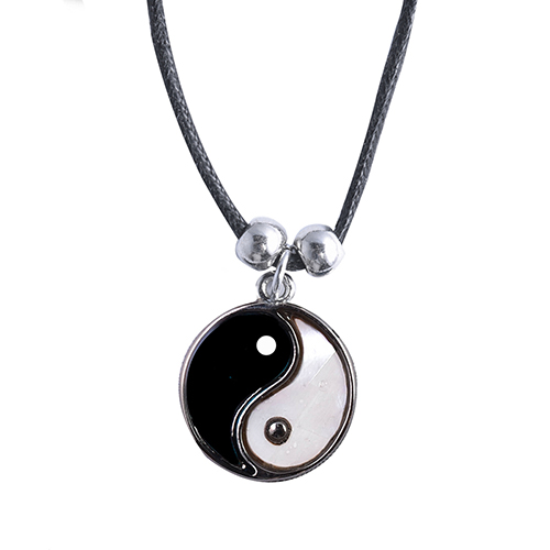 PENDENTIF SUR CORDON YING YANG NOIR (x 12 pcs)