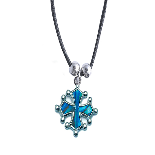 PENDENTIFS CORDON NACRE CROIX LANGUEDOC (x 12 pcs)