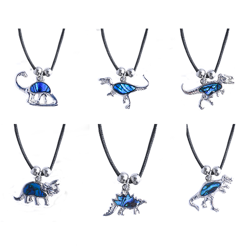 PENDENTIFS CORDONS NACRE DINOSAURE (2 x 6 dinosaures différents)