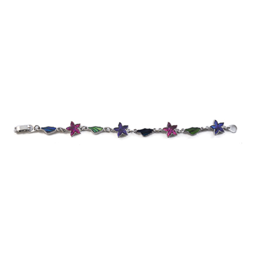 BRACELETS ENFANT NACRE BLEUE & MULTICOLORE FLEUR+CORSE (x 12 pcs)