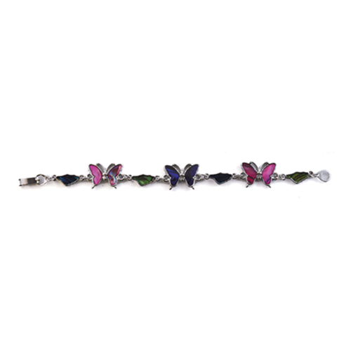 BRACELETS ENFANT NACRE BLEUE & MULTICOLORE PAPILLON+CORSE (x 12 pcs)