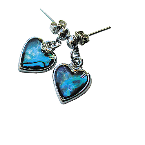 BOUCLES D'OREILLE NACRE BLEUE COEUR (x 12 pces)