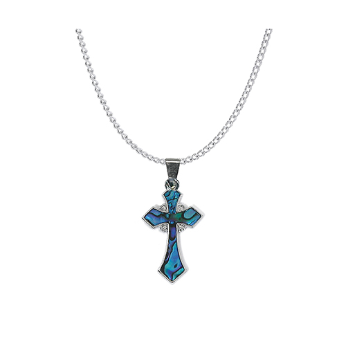 PENDENTIFS CHAÎNES NACRE GRANDE CROIX (x 12 pcs)