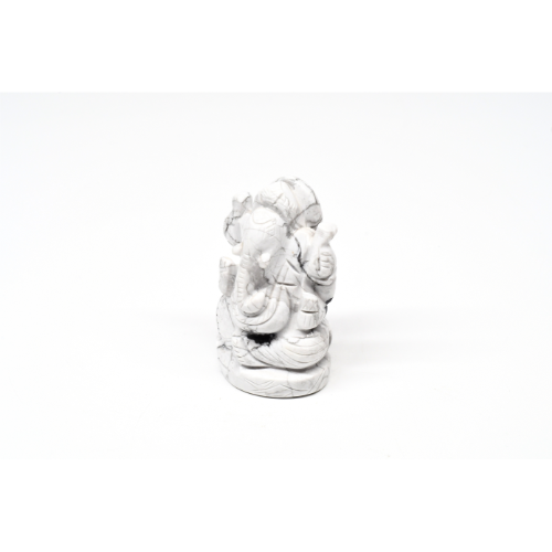 STATUETTE GANESH EN <strong>HOWLITE BLANCHE</strong>  - Qualité EXTRA