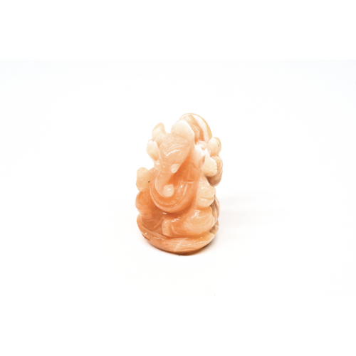 STATUETTE GANESH EN <strong>CALCITE ORANGE</strong> -  Qualité EXTRA