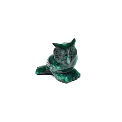 STATUETTE HIBOU EN MALACHITE Qualité EXTRA (La pièce)