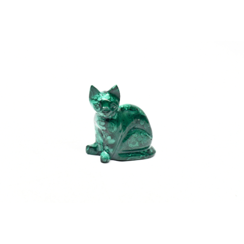 STATUETTE CHAT EN MALACHITE Qualité EXTRA (La pièce)