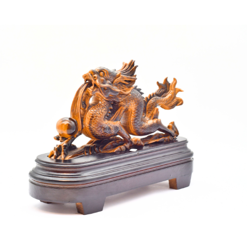 STATUETTE DRAGON EN <strong>OEIL DE TIGRE</strong> - QUALITÉ EXTRA 