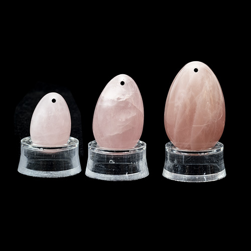 3 OEUFS DE YONI EN QUARTZ ROSE Qualité EXTRA